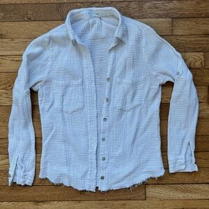White Textured Button-Up Shirt